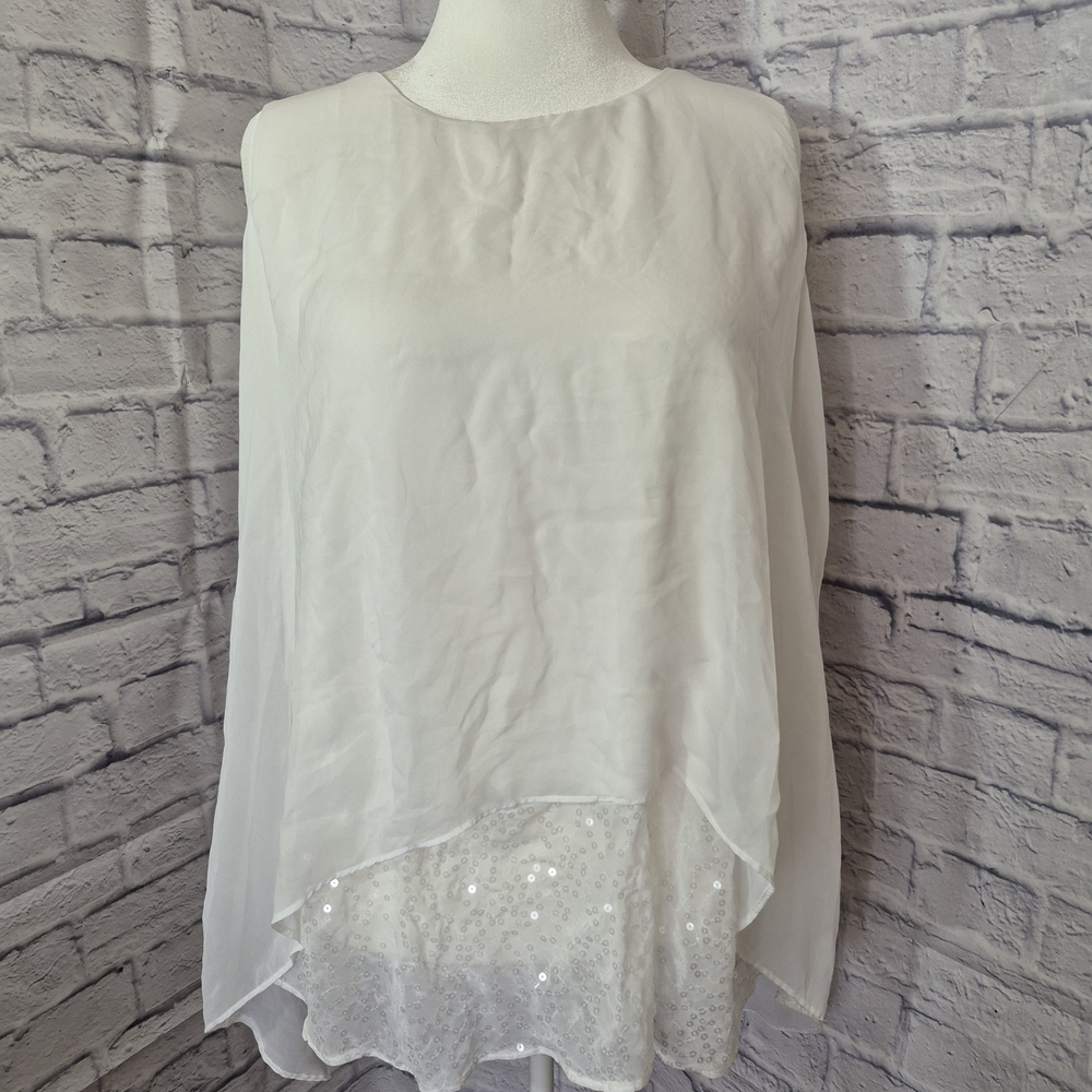 Alfani White Layered Women's Blouse